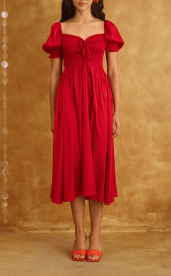 NATASHA DRESS - RED SATIN