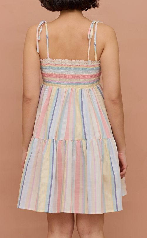 GABI DRESS - PASTEL MULTICOLOR STRIPES