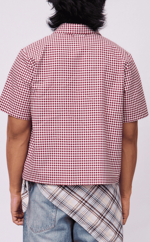 PINO TOP - MAROON GINGHAM w/ KUYA EMBRO