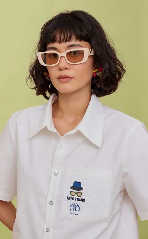 PINO TOP - OFF WHITE LINEN (APLAYA) W/ EMBRO