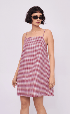 BORA DRESS - MAROON GINGHAM