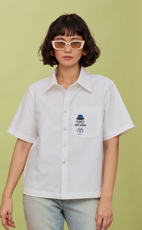 PINO TOP - OFF WHITE LINEN (APLAYA) W/ EMBRO
