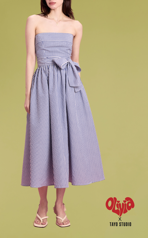 PLUMA DRESS - BLUE SEERSUCKER
