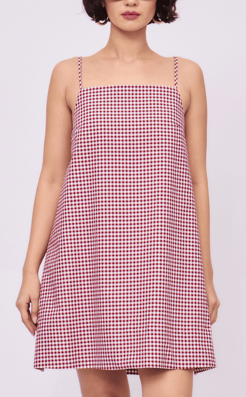 BORA DRESS - MAROON GINGHAM