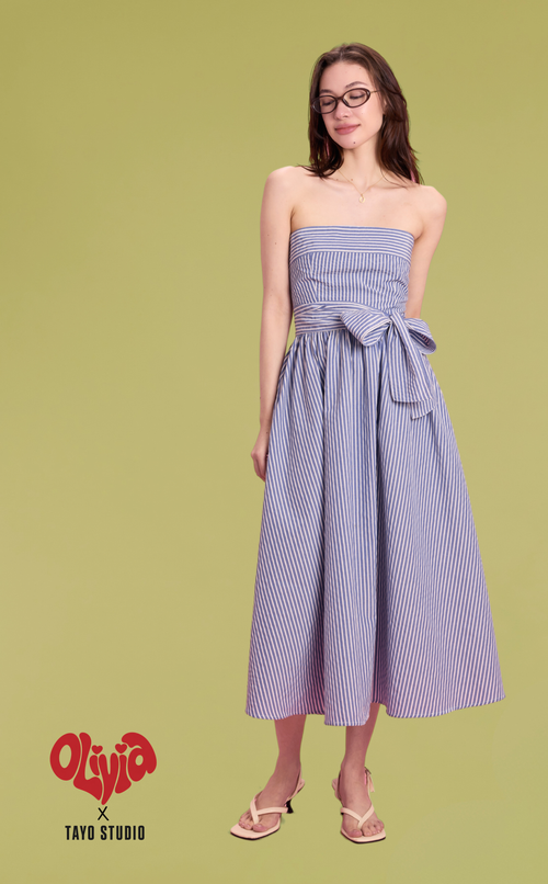 PLUMA DRESS - BLUE SEERSUCKER