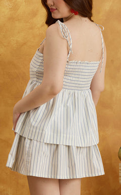 NENA WRAPPED SKIRT - WHITE NAUTICAL STRIPES Shop.TayoStudio