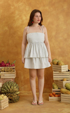 NENA WRAPPED SKIRT - WHITE NAUTICAL STRIPES Shop.TayoStudio