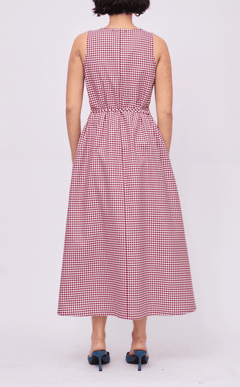 ALMA DRESS - MAROON GINGHAM