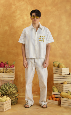 PINO TOP - WHITE NAUTICAL STRIPES w/ EMBRO Shop.TayoStudio