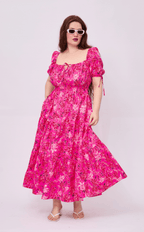 ERIKA DRESS - NEON PINK FLORAL