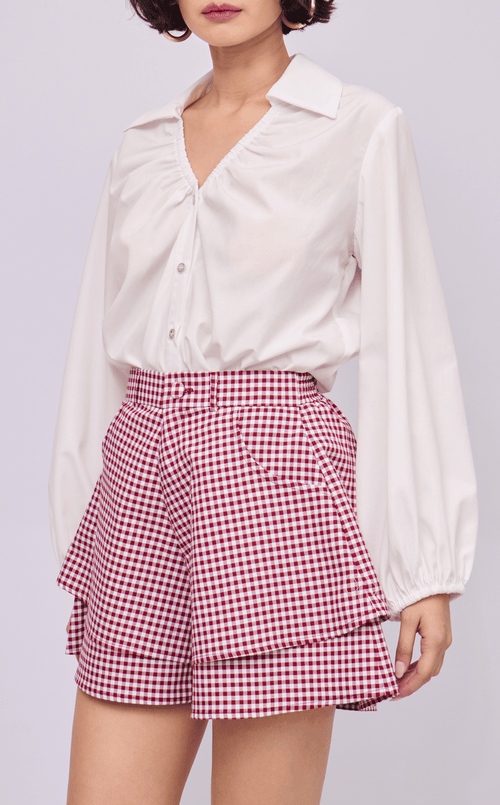 AZUL SHORTS - MAROON GINGHAM