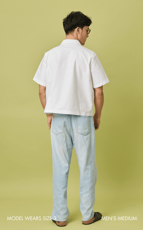 PINO TOP - WHITE OXFORD w/ BAYANIHAN EMBRO Shop.TayoStudio