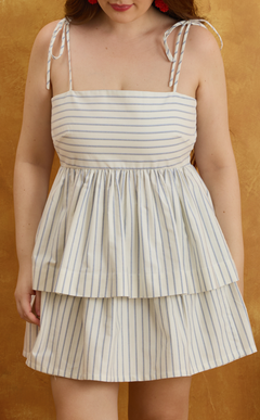 GABRIELA TOP - WHITE NAUTICAL STRIPES Shop.TayoStudio