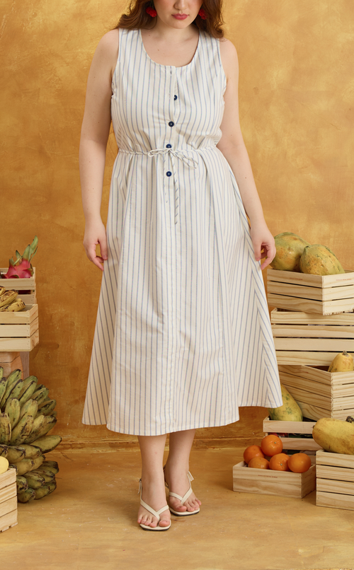 ALMA DRESS - WHITE NAUTICAL STRIPES Shop.TayoStudio