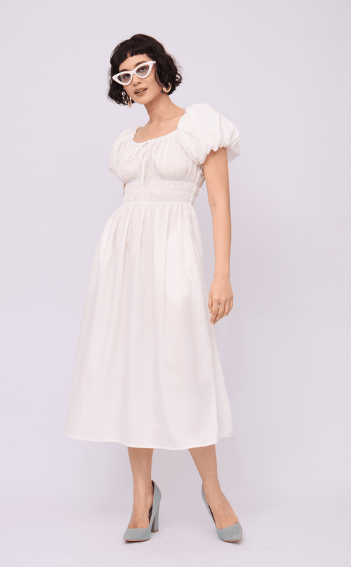 AMELIE DRESS - WHITE POPLIN