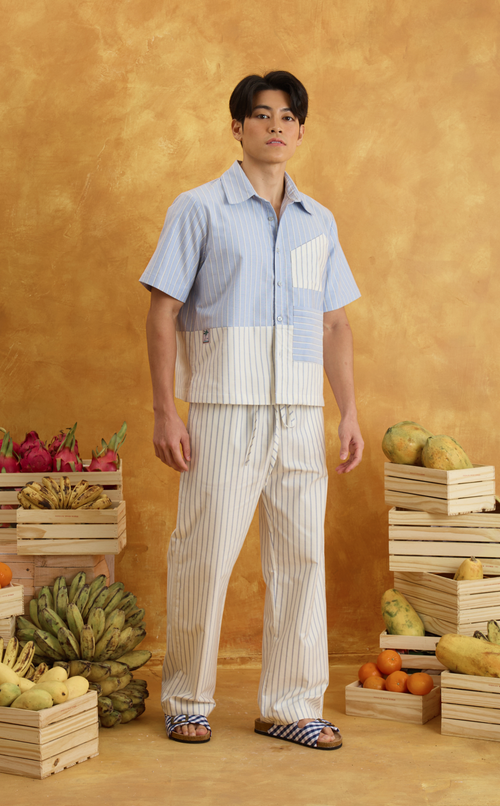 NINYO SHIRT - BLUE NAUTICAL STRIPES Shop.TayoStudio