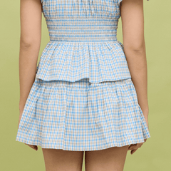 STACY SKORT - BLUE MICROPLAID