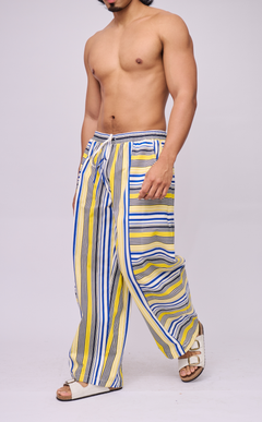 GOMEZ PANTS - BLUE AND YELLOW STRIPES