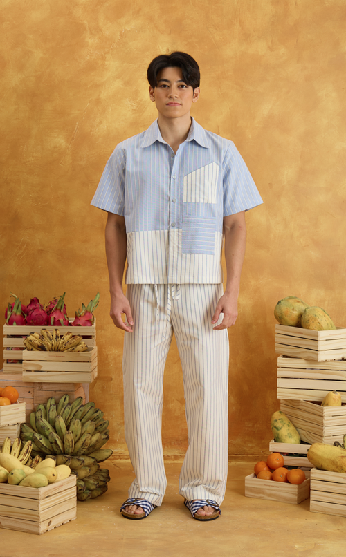 NINYO SHIRT - BLUE NAUTICAL STRIPES Shop.TayoStudio