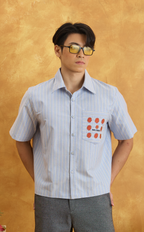 PINO TOP - BLUE NAUTICAL STRIPES w/ EMBRO Shop.TayoStudio