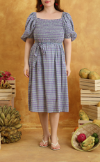 MARIKIT DRESS - PURPLE GREEN MICRO PLAID Shop.TayoStudio