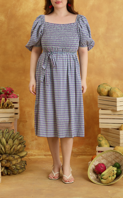 MARIKIT DRESS - PURPLE GREEN MICRO PLAID Shop.TayoStudio
