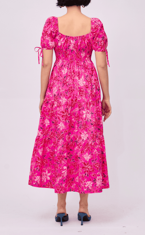 ERIKA DRESS - NEON PINK FLORAL
