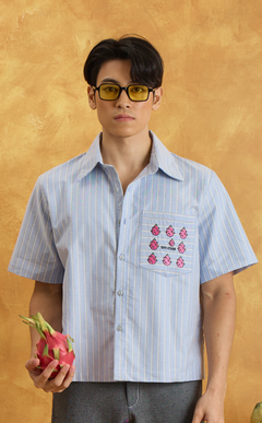 PINO TOP - BLUE NAUTICAL STRIPES w/ EMBRO