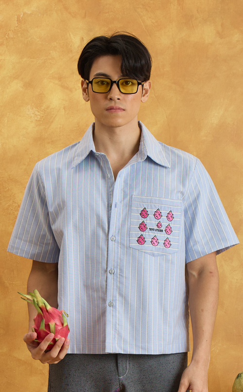 PINO TOP - BLUE NAUTICAL STRIPES w/ EMBRO