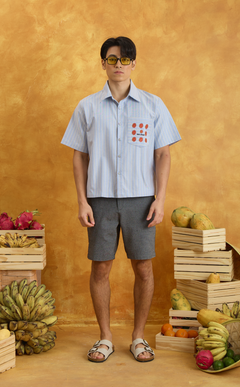 PINO TOP - BLUE NAUTICAL STRIPES w/ EMBRO