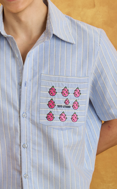 PINO TOP - BLUE NAUTICAL STRIPES w/ EMBRO