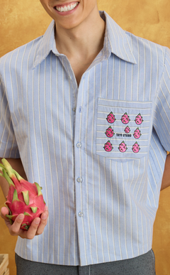 PINO TOP - BLUE NAUTICAL STRIPES w/ EMBRO