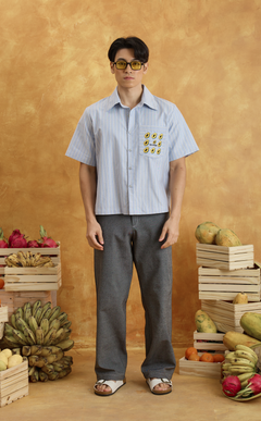 PINO TOP - BLUE NAUTICAL STRIPES w/ EMBRO