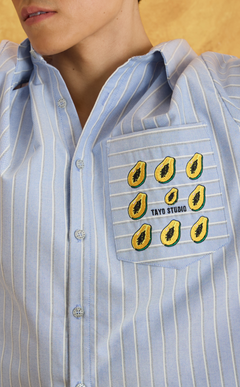 PINO TOP - BLUE NAUTICAL STRIPES w/ EMBRO