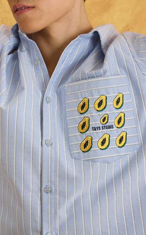 PINO TOP - BLUE NAUTICAL STRIPES w/ EMBRO