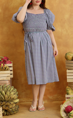 MARIKIT DRESS - PURPLE GREEN MICRO PLAID Shop.TayoStudio