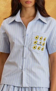 PINO TOP - BLUE NAUTICAL STRIPES w/ EMBRO Shop.TayoStudio