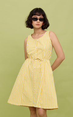 ALMA MINI DRESS - YELLOW GINGHAM