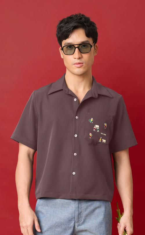 PINO TOP - GRAY w/ BAYANIHAN EMBRO Shop.TayoStudio