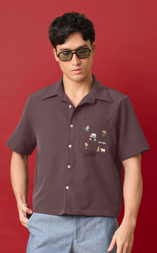 PINO TOP - GRAY w/ BAYANIHAN EMBRO Shop.TayoStudio