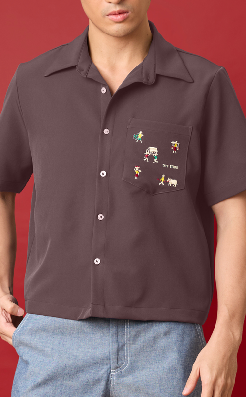 PINO TOP - GRAY w/ BAYANIHAN EMBRO Shop.TayoStudio