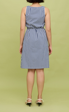 ALMA MINI DRESS - NAVY BLUE GINGHAM