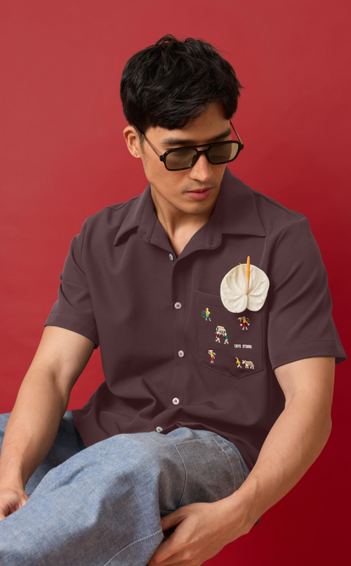 PINO TOP - GRAY w/ BAYANIHAN EMBRO Shop.TayoStudio