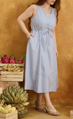 ALMA DRESS - BLUE NAUTICAL STRIPES Shop.TayoStudio