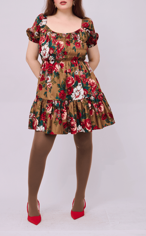 PENELOPE MINI DRESS - VINTAGE RED FLORAL
