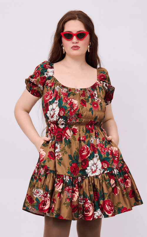 PENELOPE MINI DRESS - VINTAGE RED FLORAL