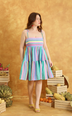 GABI DRESS - MULTICOLOR LINEN STRIPES