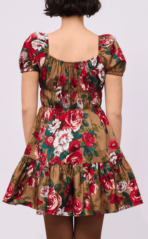 PENELOPE MINI DRESS - VINTAGE RED FLORAL
