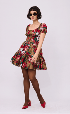 PENELOPE MINI DRESS - VINTAGE RED FLORAL