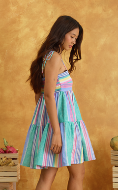 GABI DRESS - MULTICOLOR LINEN STRIPES